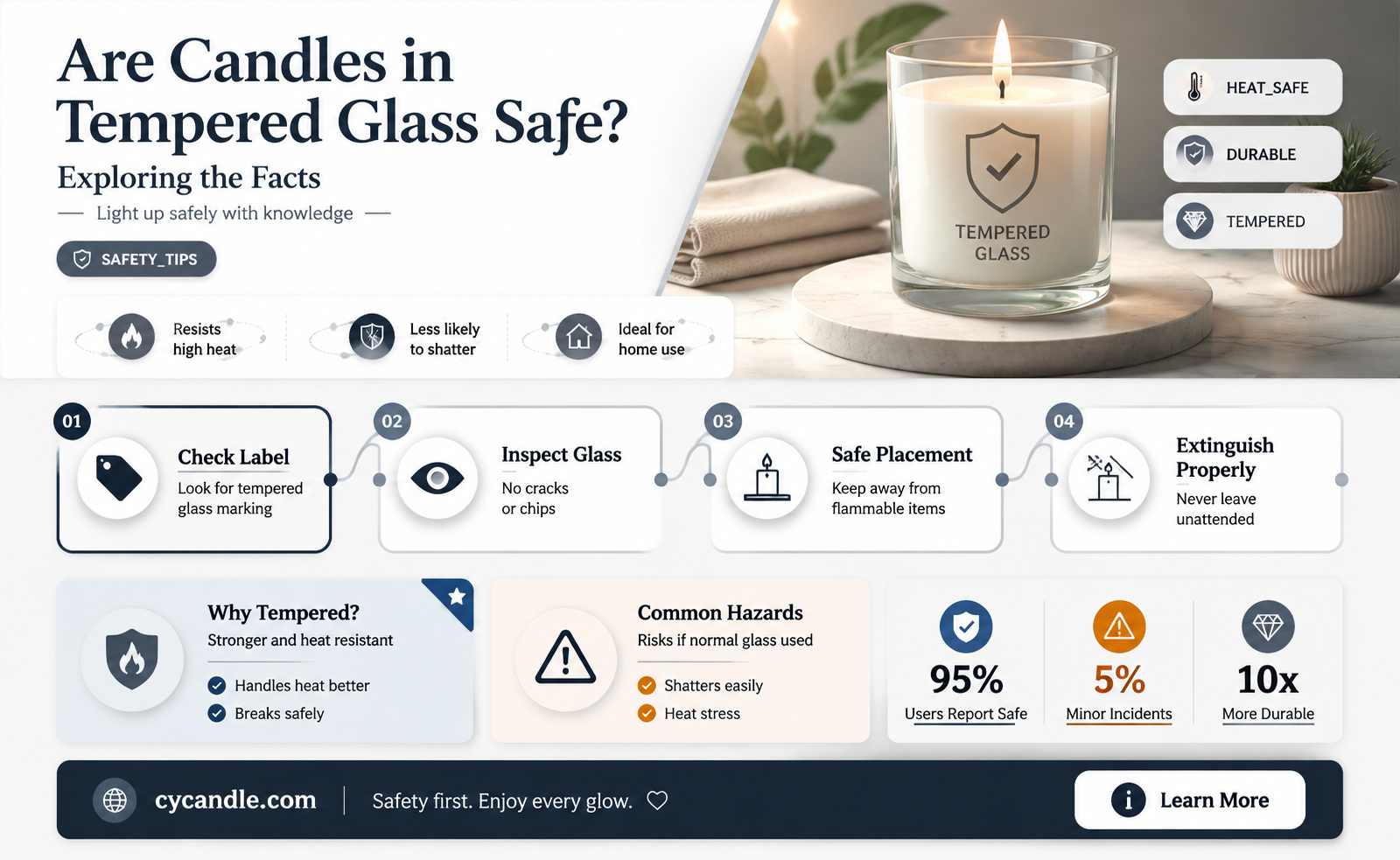 are candles put in tempered glass