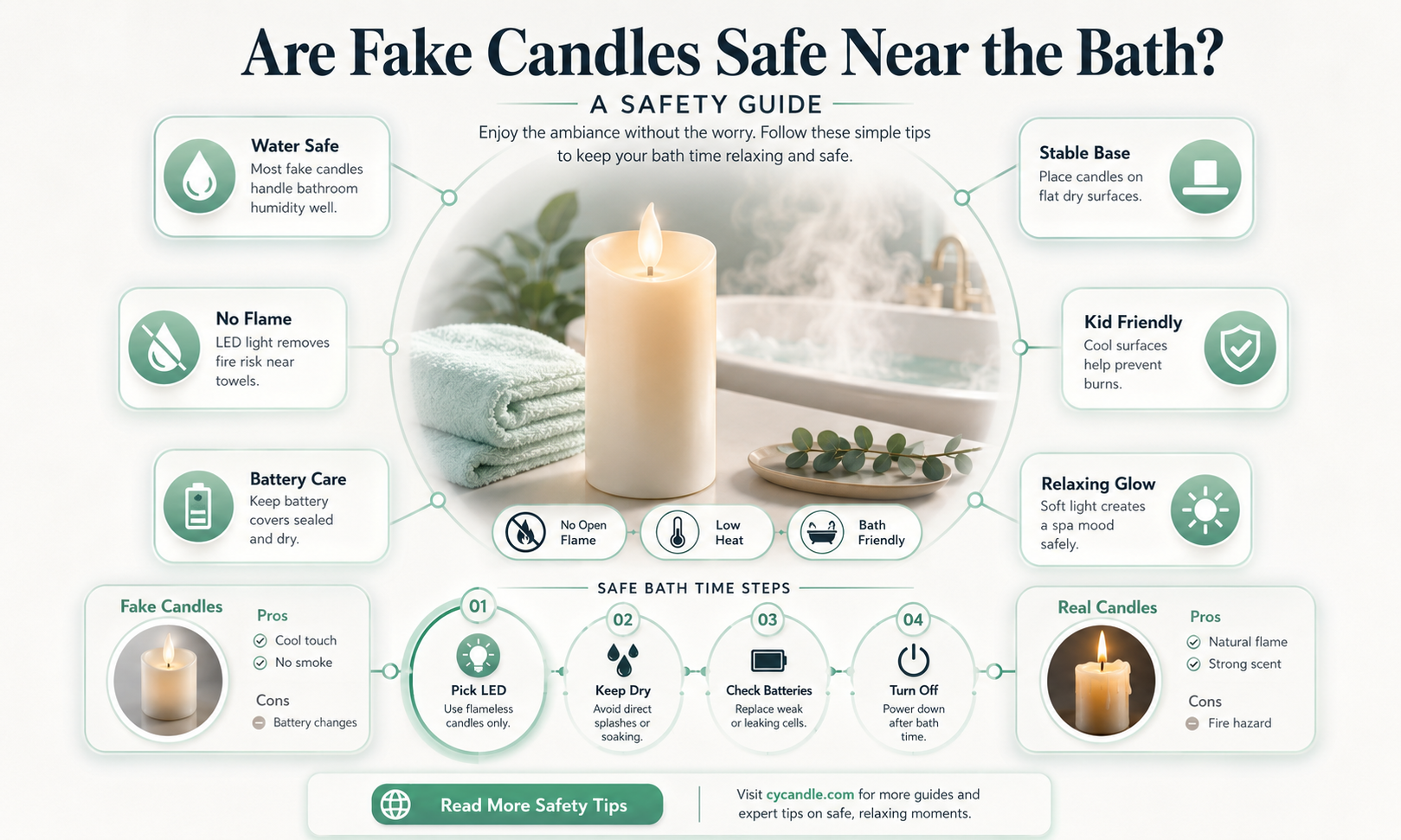 are fake candles safe near bath