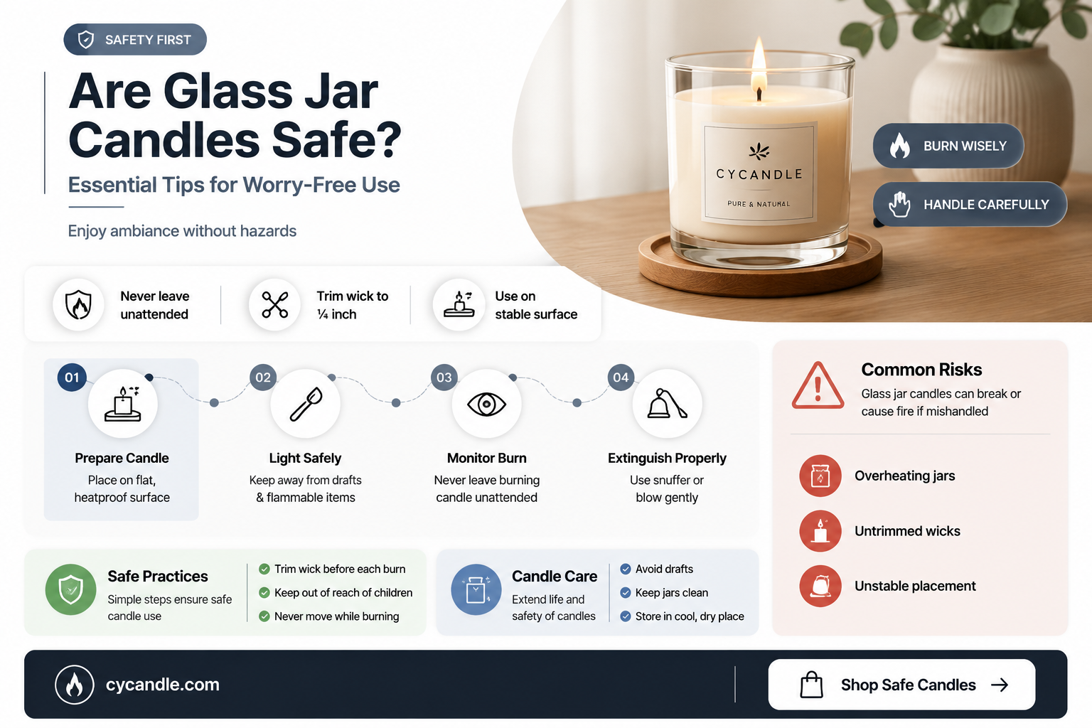 are candles in glass jars safe