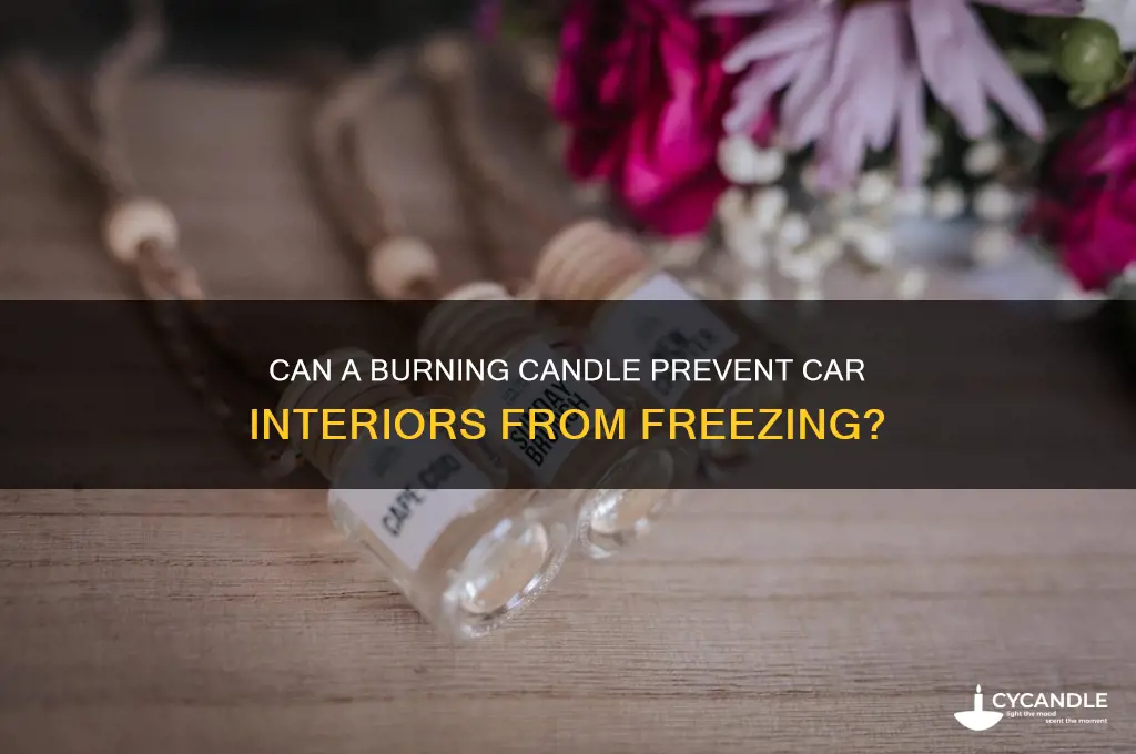 can a burning candle keep a car interior above freezing