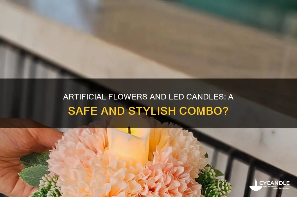can artifical flowers be used next to led candles