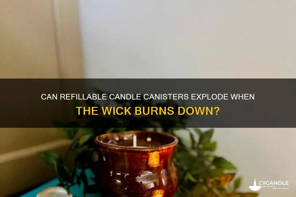 can candle refillable canister explode if wick burns down