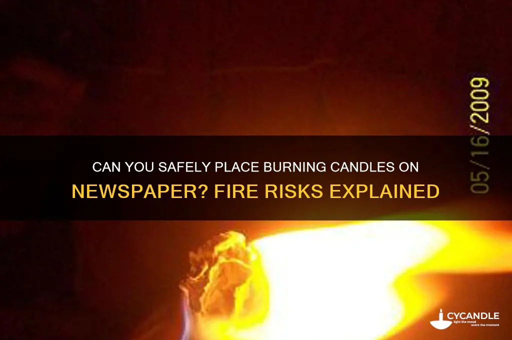 can i put burning candles on newspaper