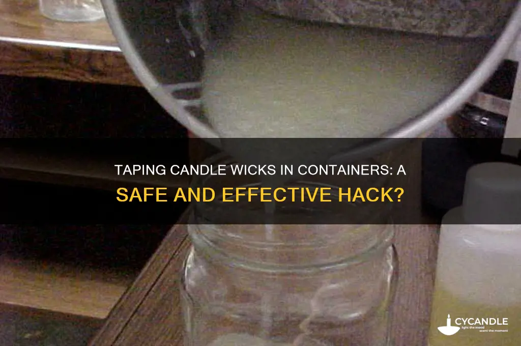 can i tape my candle wicks in the contnier