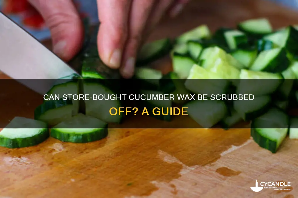 can the wax from srore bought cucumbersbe scrubbed off