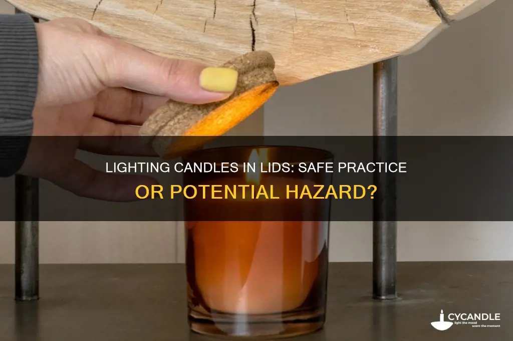 can you light candle while it sits in candle lid