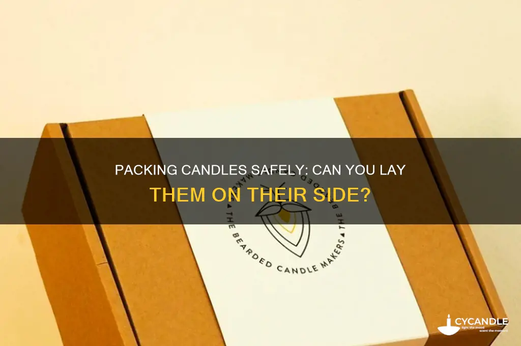 can you pack a candle on its side