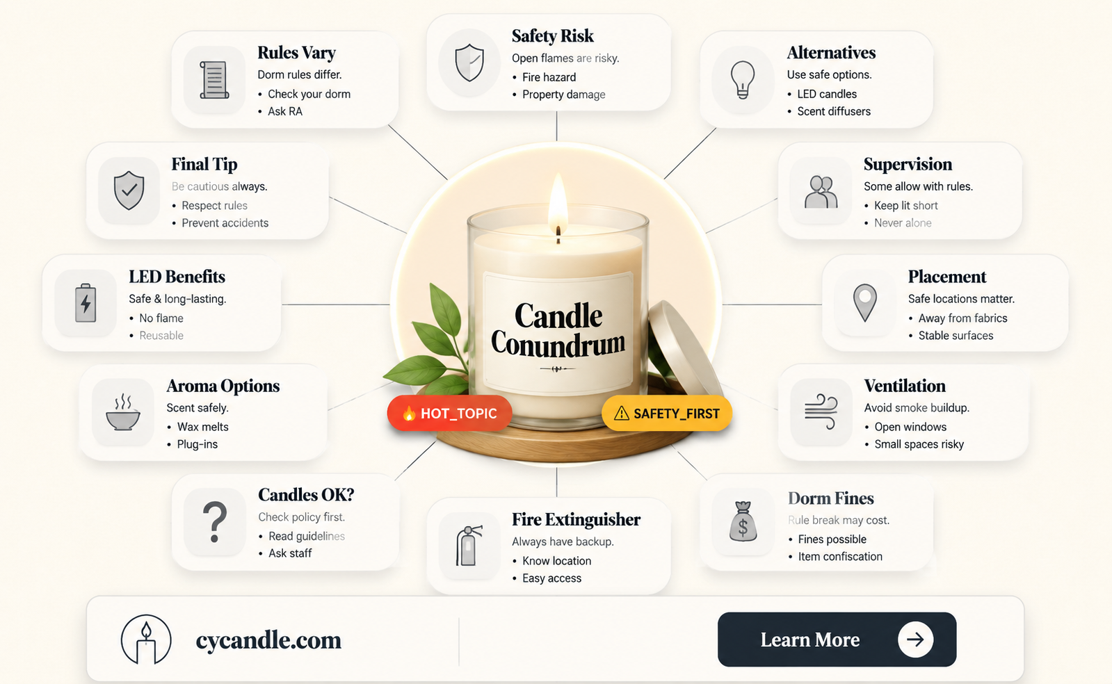 are candles allowed in college dorms