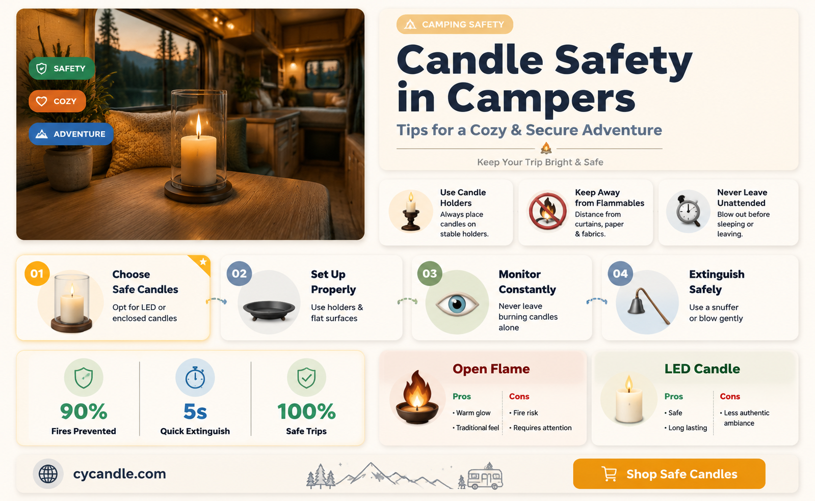 are candles safe in campers