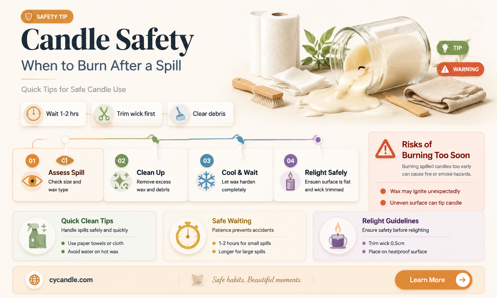are candles burn during or after a spill