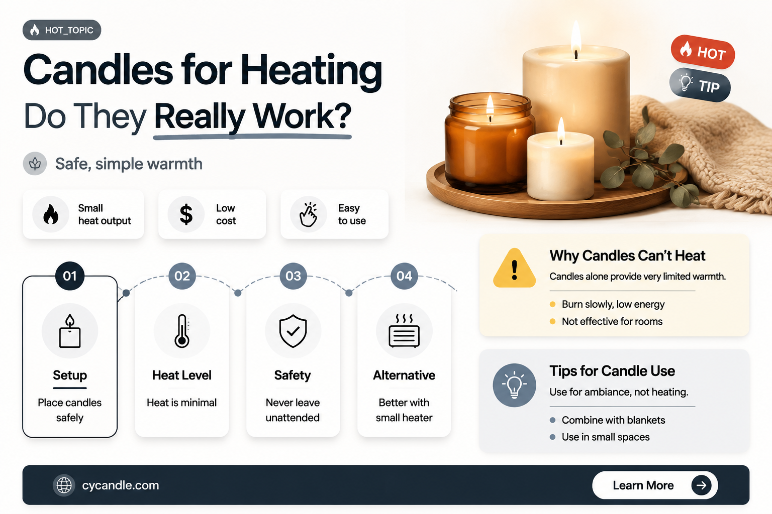 are candles effective for heating
