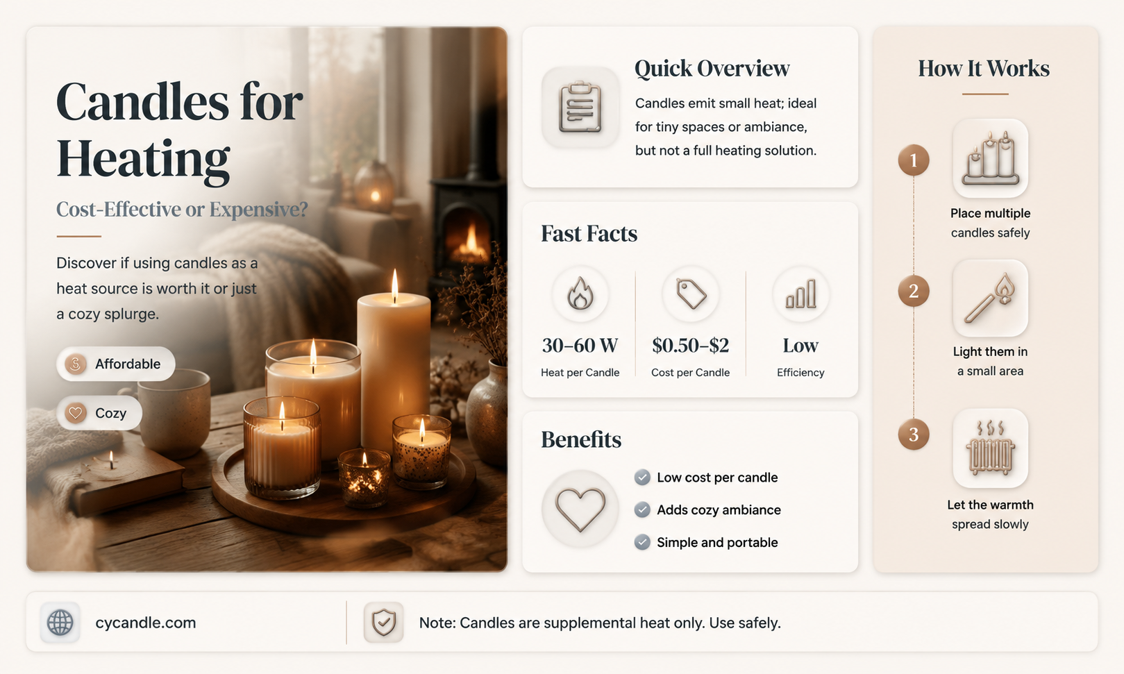 are candles cost effective at heating