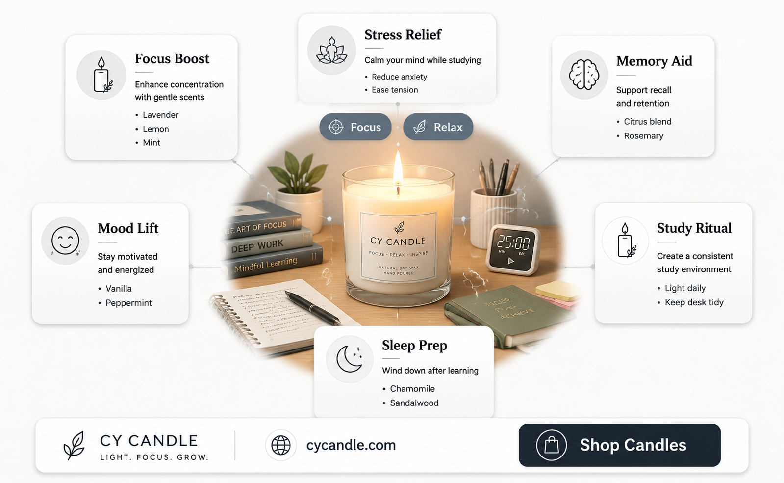 are candles good for studying