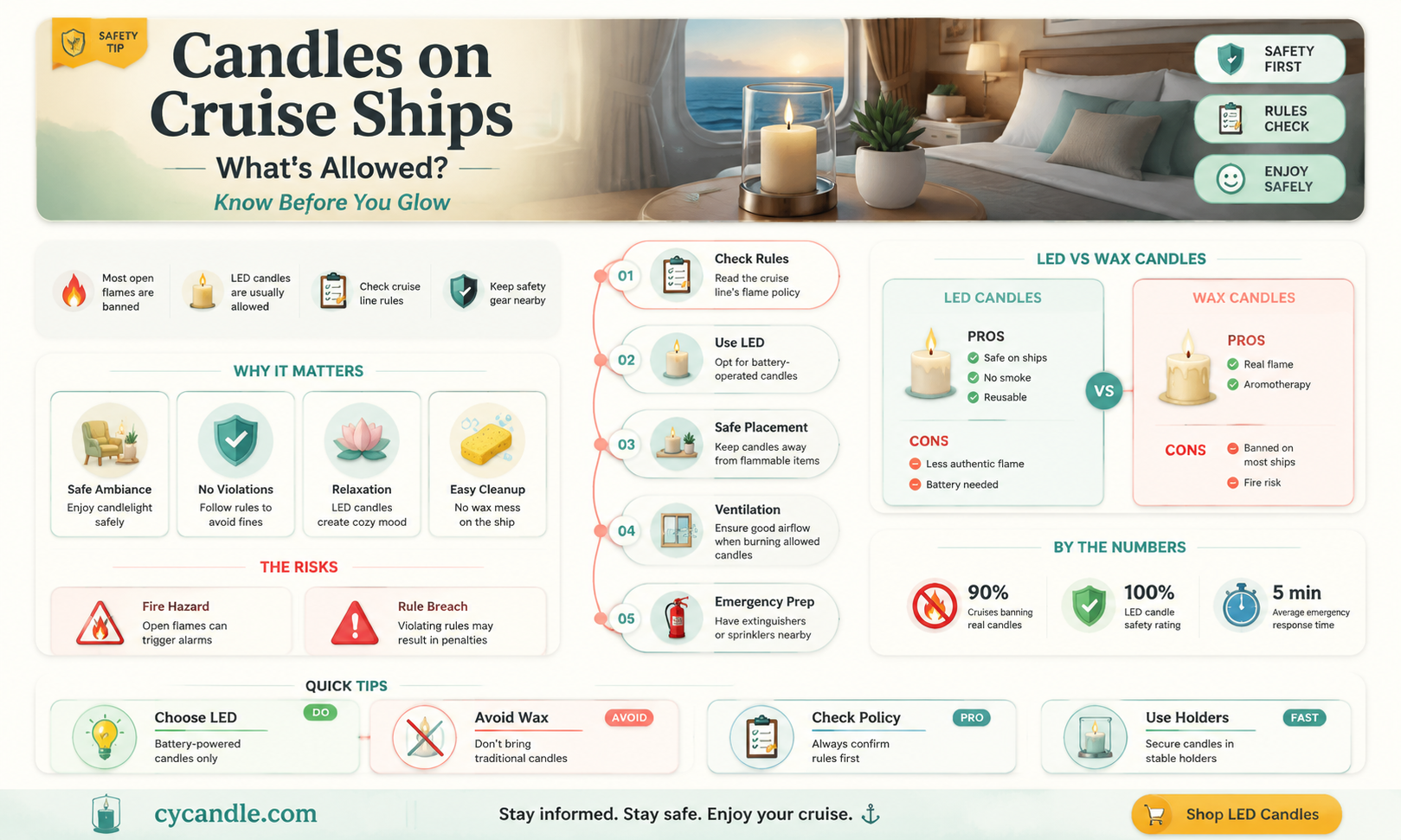 are candles allowed on board