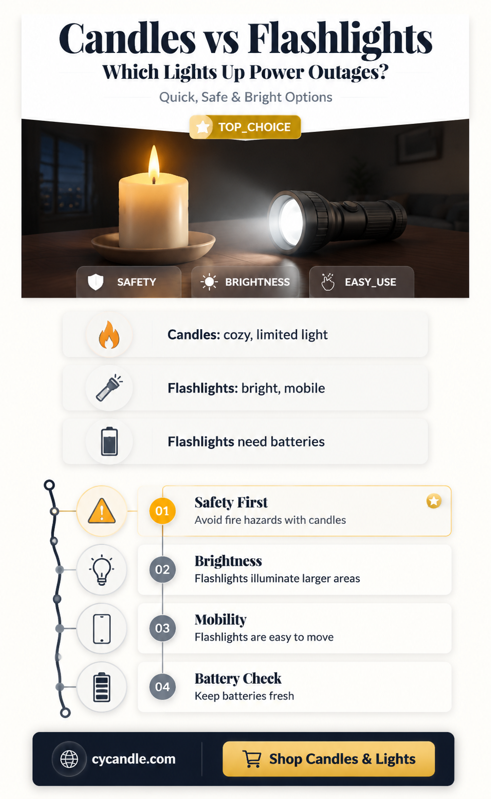 are candles or flashlights best in a power outage