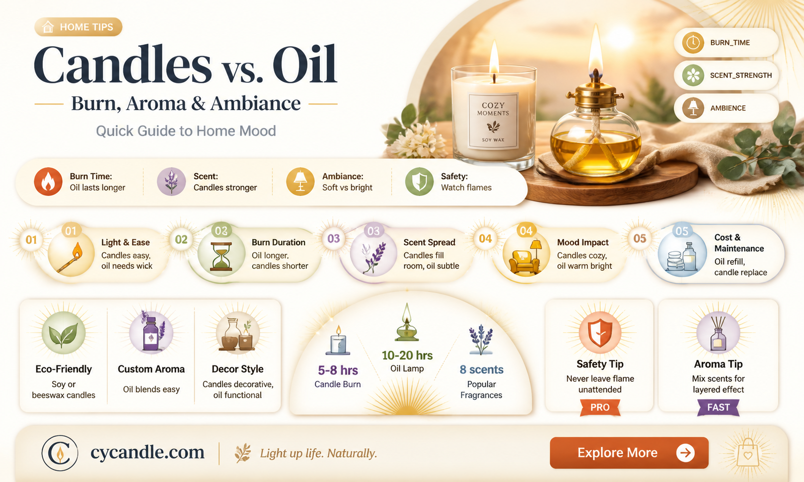 are burning candles and burning oil