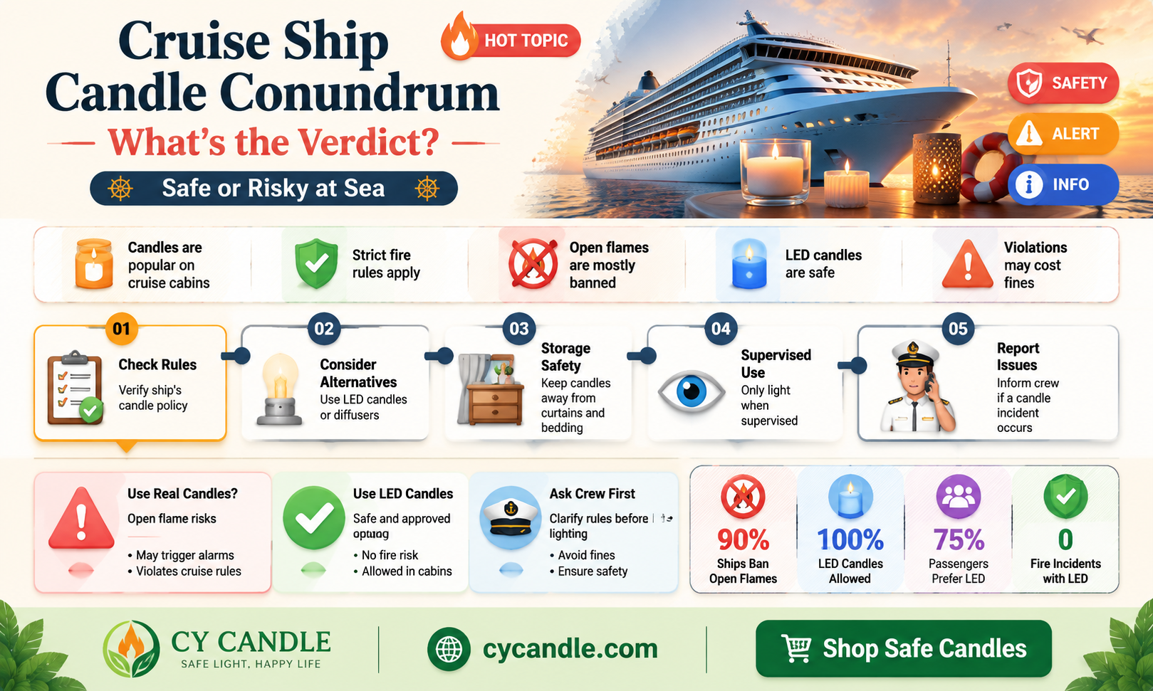 are candles allowed on cruise ships
