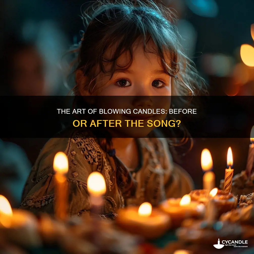 do you blow candles before the song or after