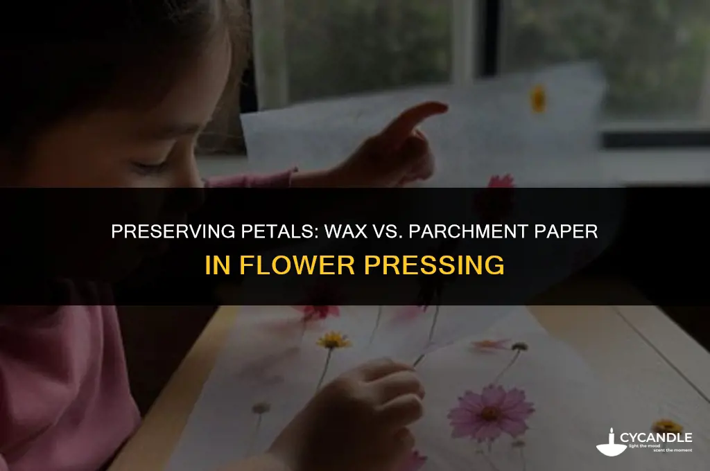 do you use wax or parchment paper to press flowers
