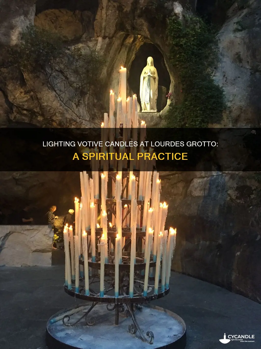 have votive candle lit at grotto of lourdes