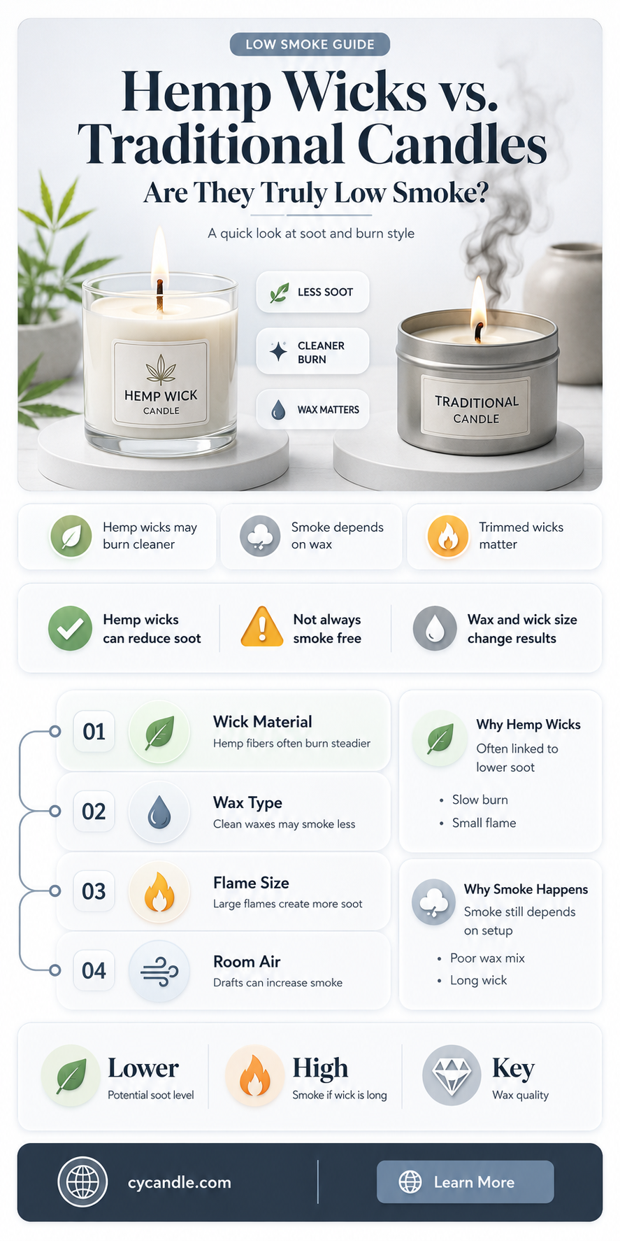 are hemp wicks low smoke candles