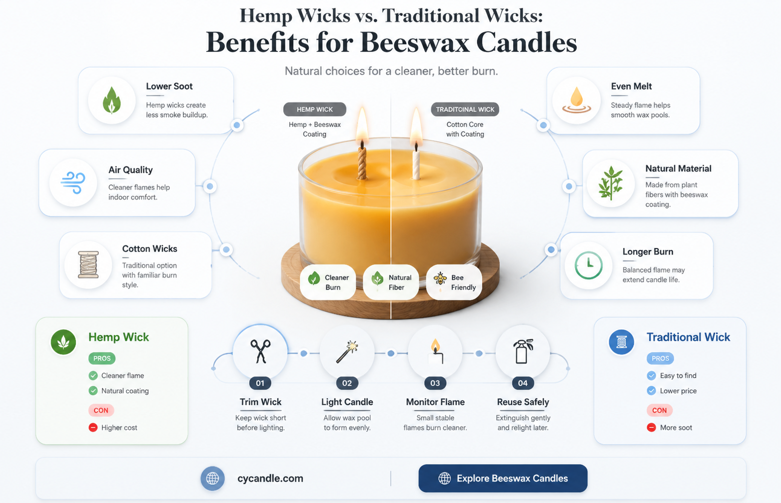 are hemp wicks good for beeswax candles