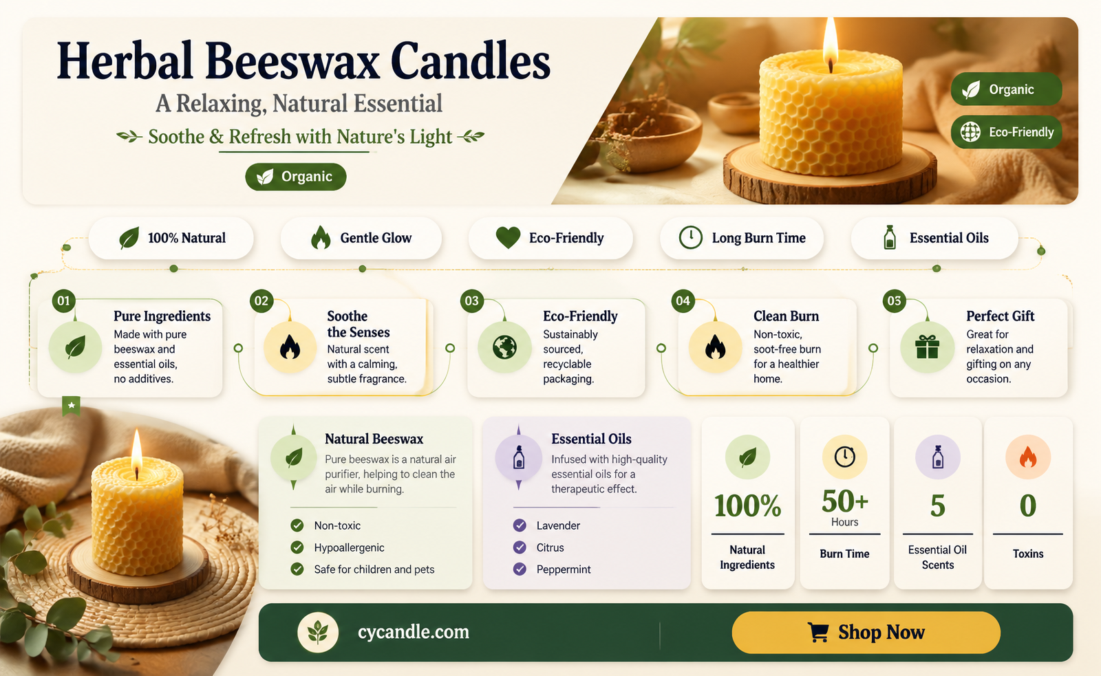 am essentials herbal beeswax candle