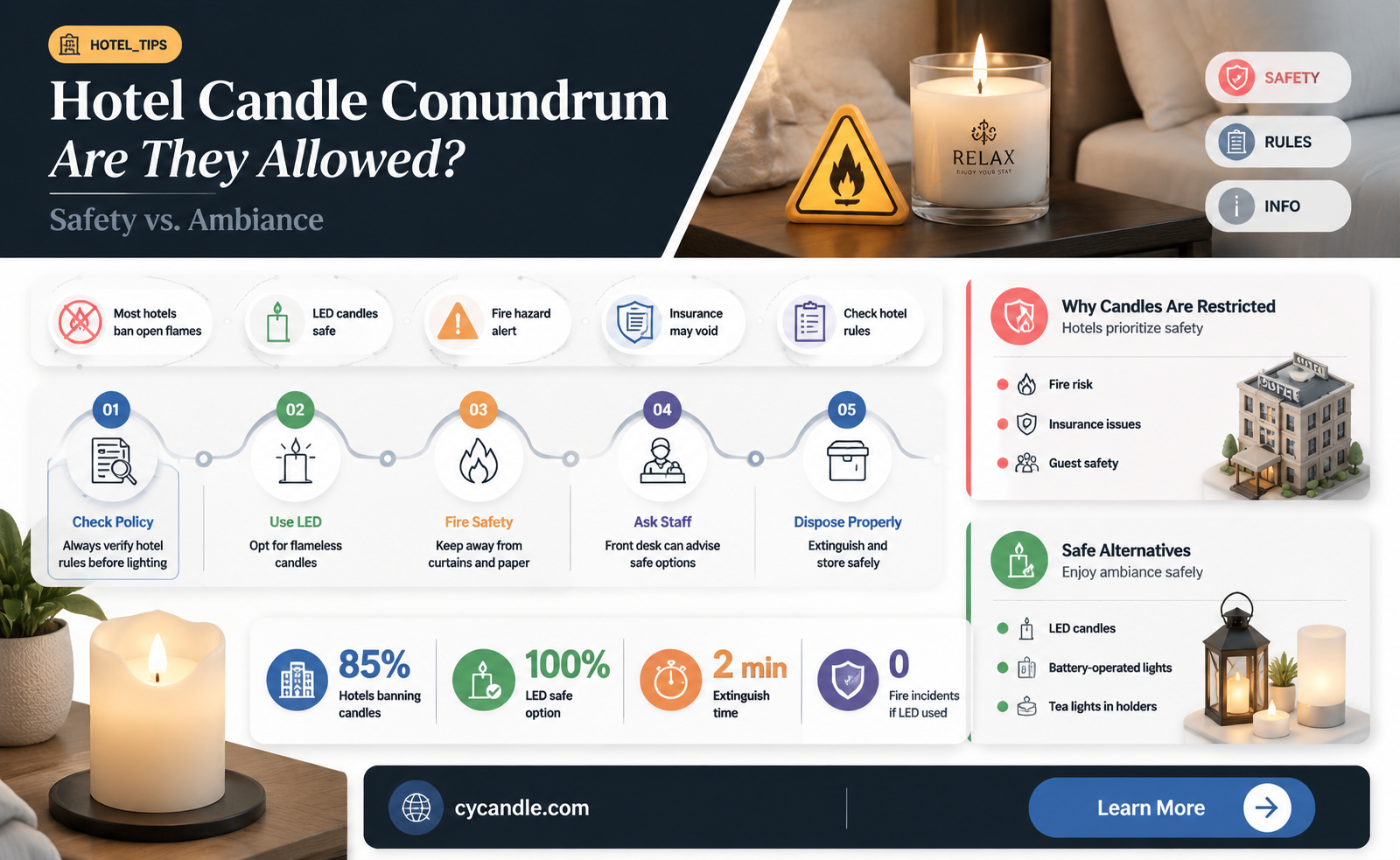 are candles allowed in hotles