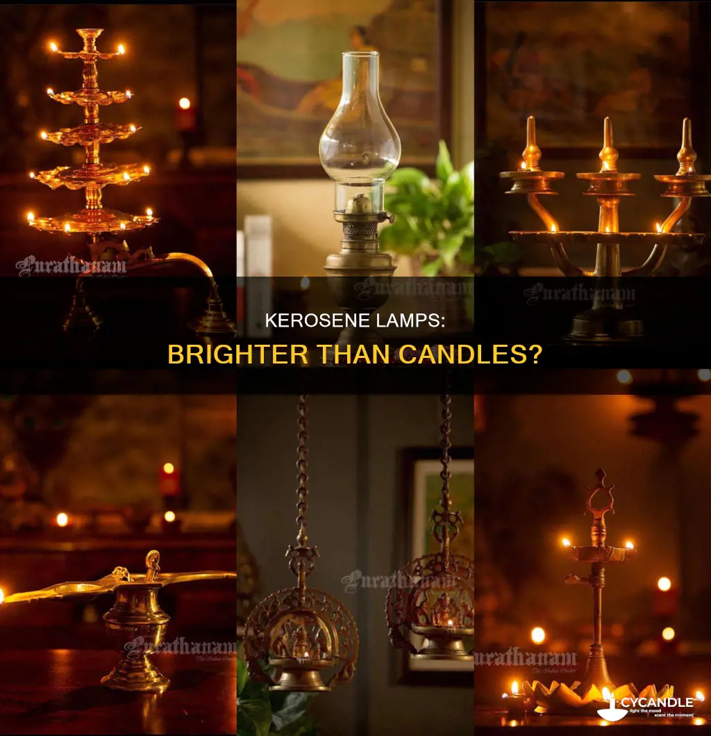 how bright were kerosene lamps compared to candles