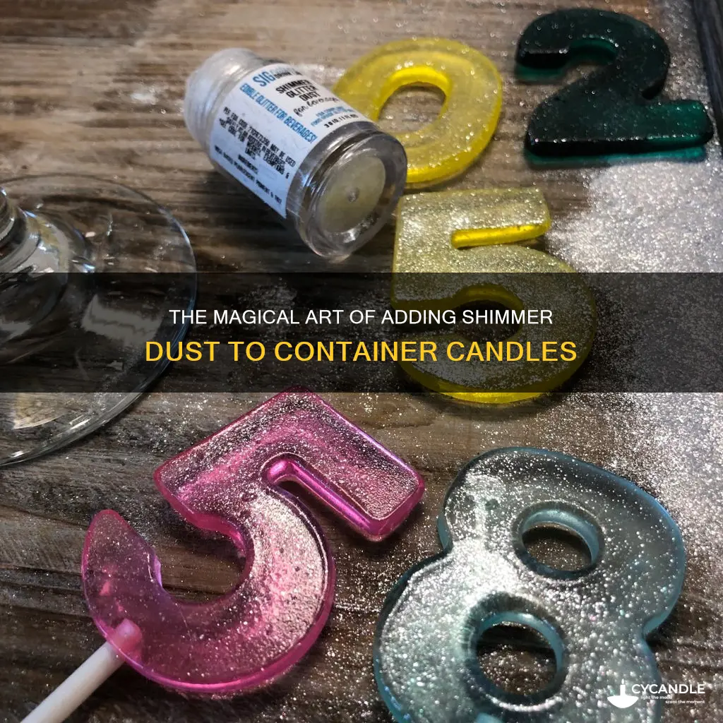 how do you add the shimmer dust to container candles