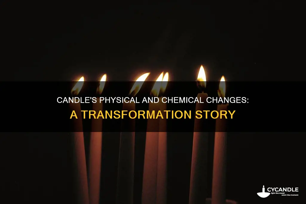 how does a candle display physical and chemical changes