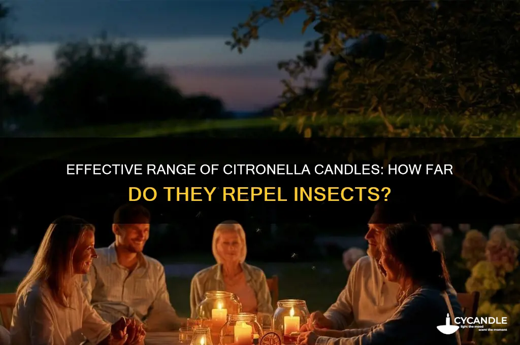 how far away do citronella candles work