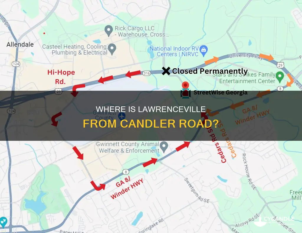 how far is lawrenceville from candler rd