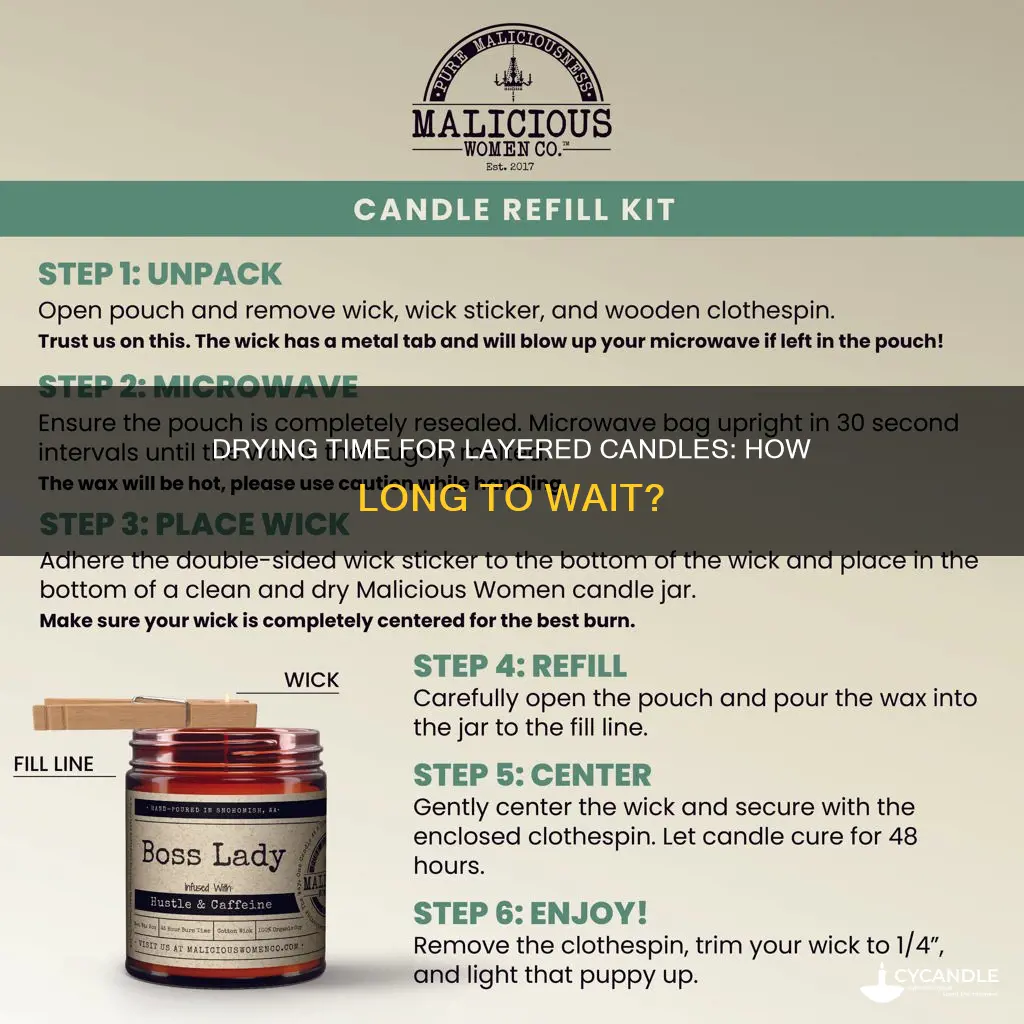 how long to dry layed candles between layers