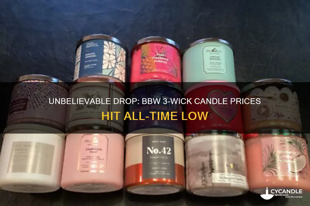 how low has bbw 3 wick candle price gone
