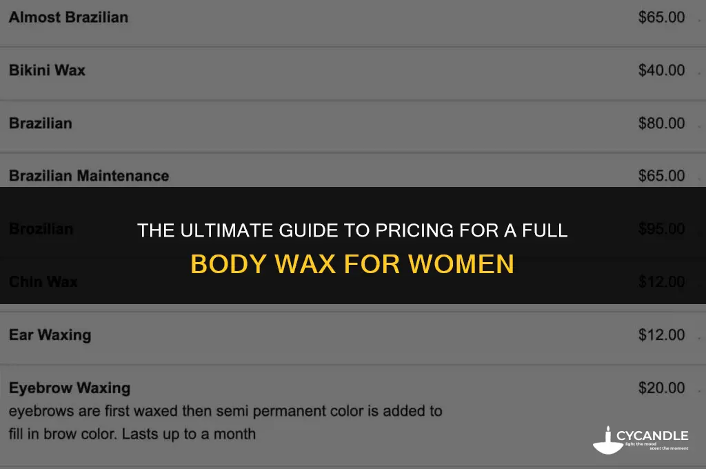 how much is a full body wax for a woman