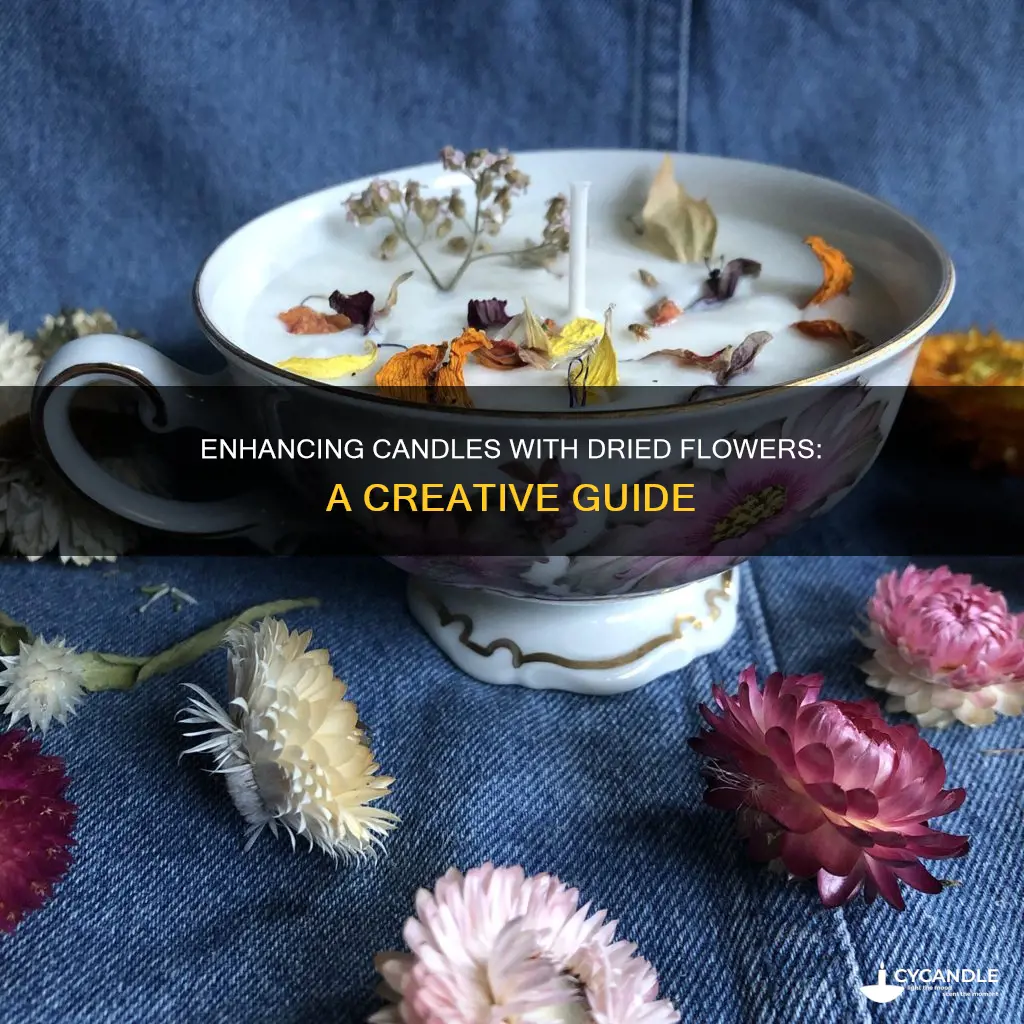 how to add dried flowers to candle making