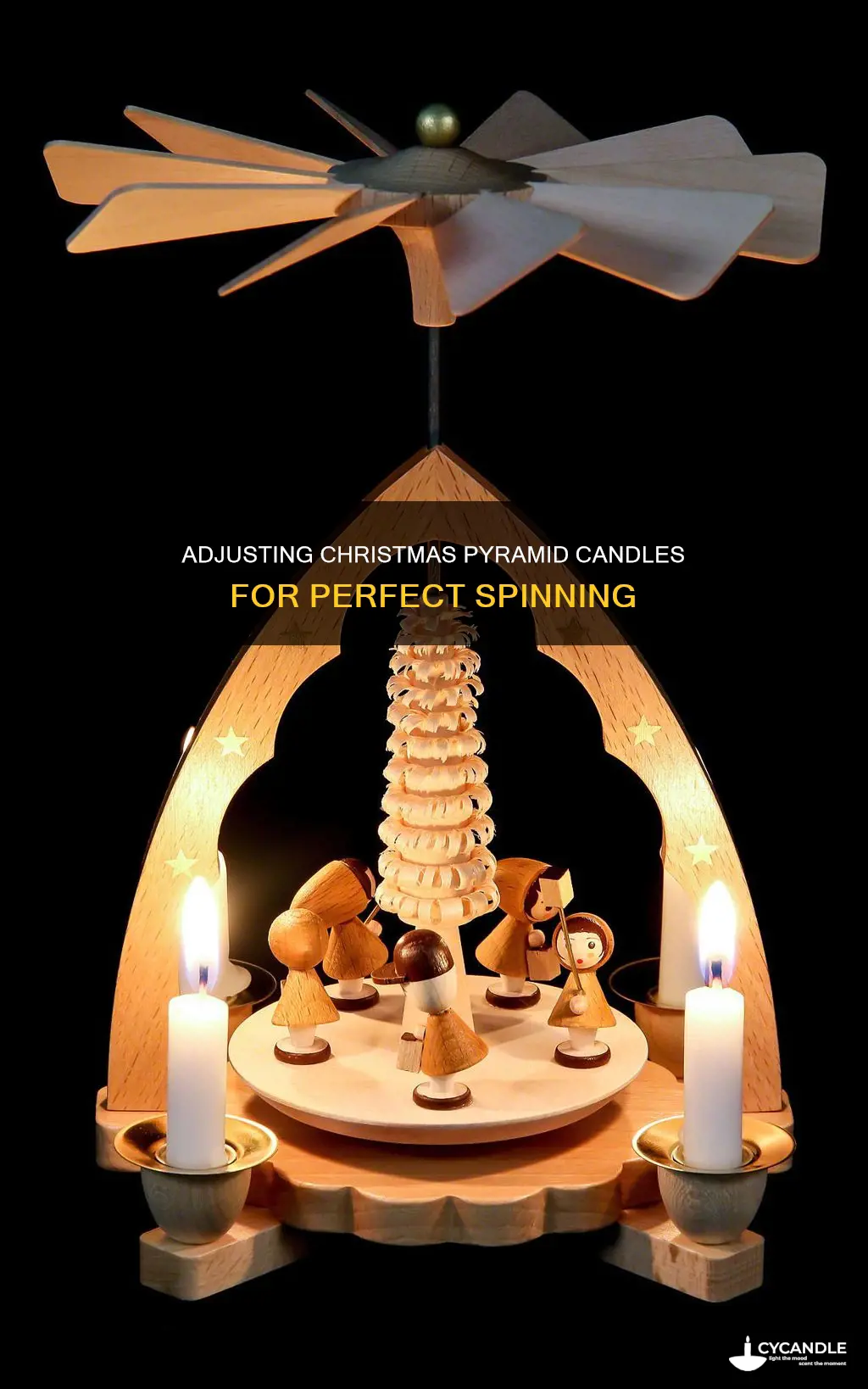 how to adjust christmas pyramid candles to spin