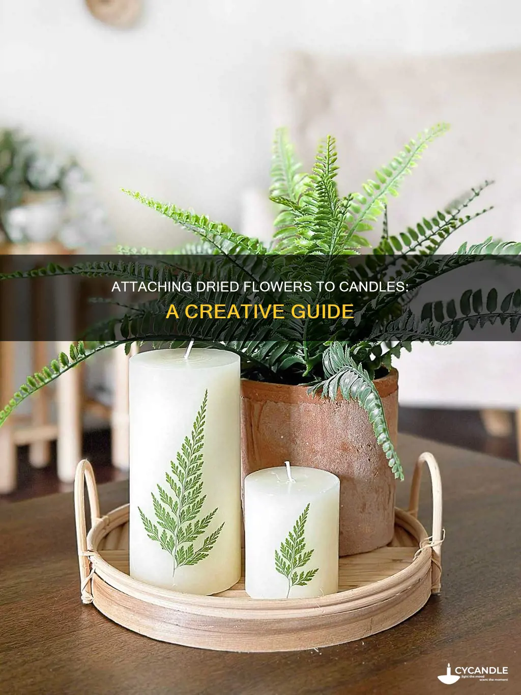 how to attach dried flowers to candles