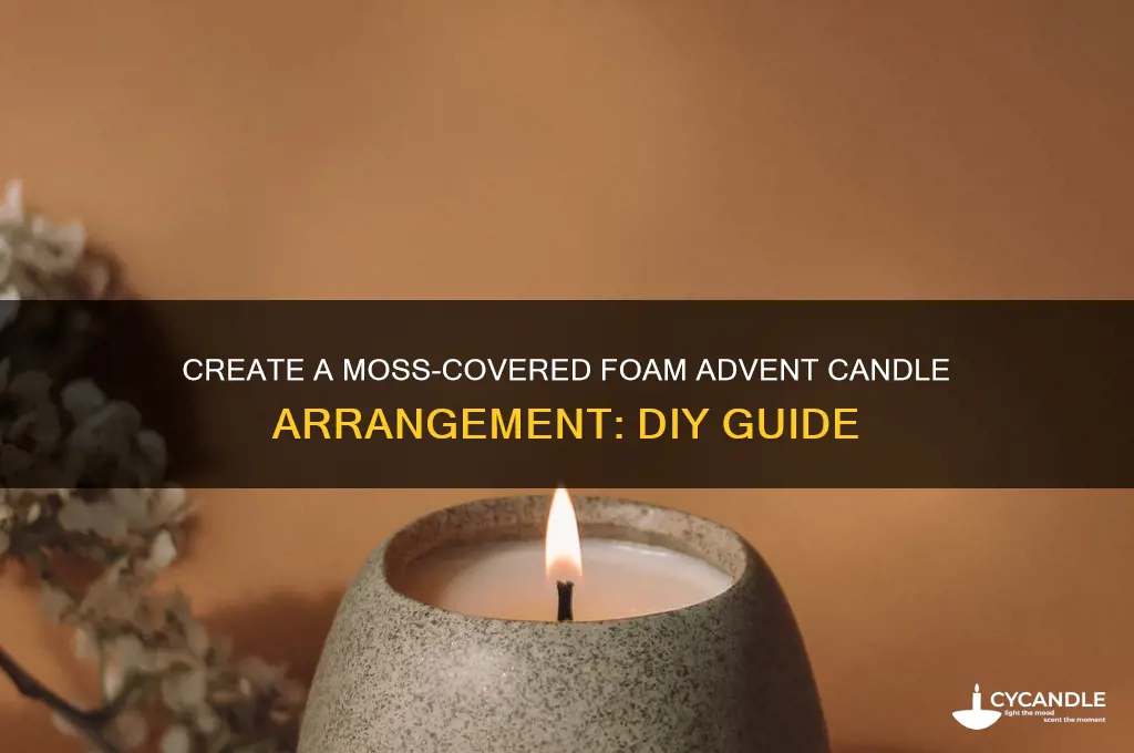 how to cover foam with moss advent candle arrangement