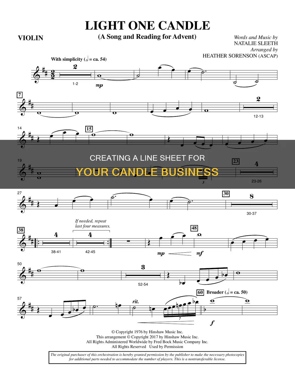 how to create a line sheet for candles