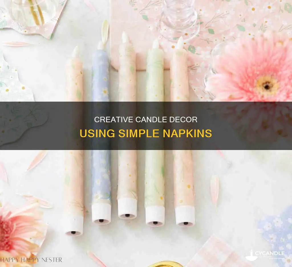how to decorate a candle with a napkin