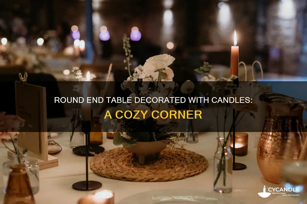 how to decorate a round end table with candles