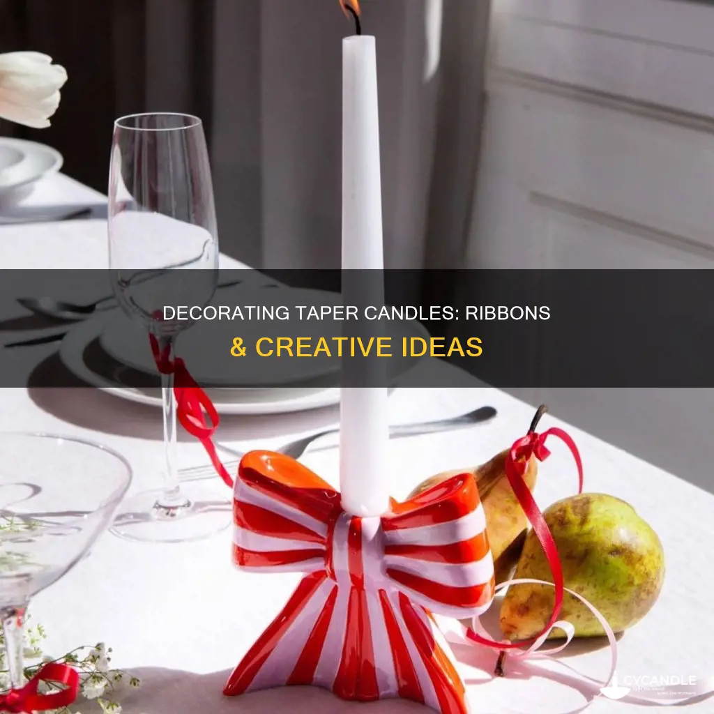 how to decorate a taper candle with ribbons