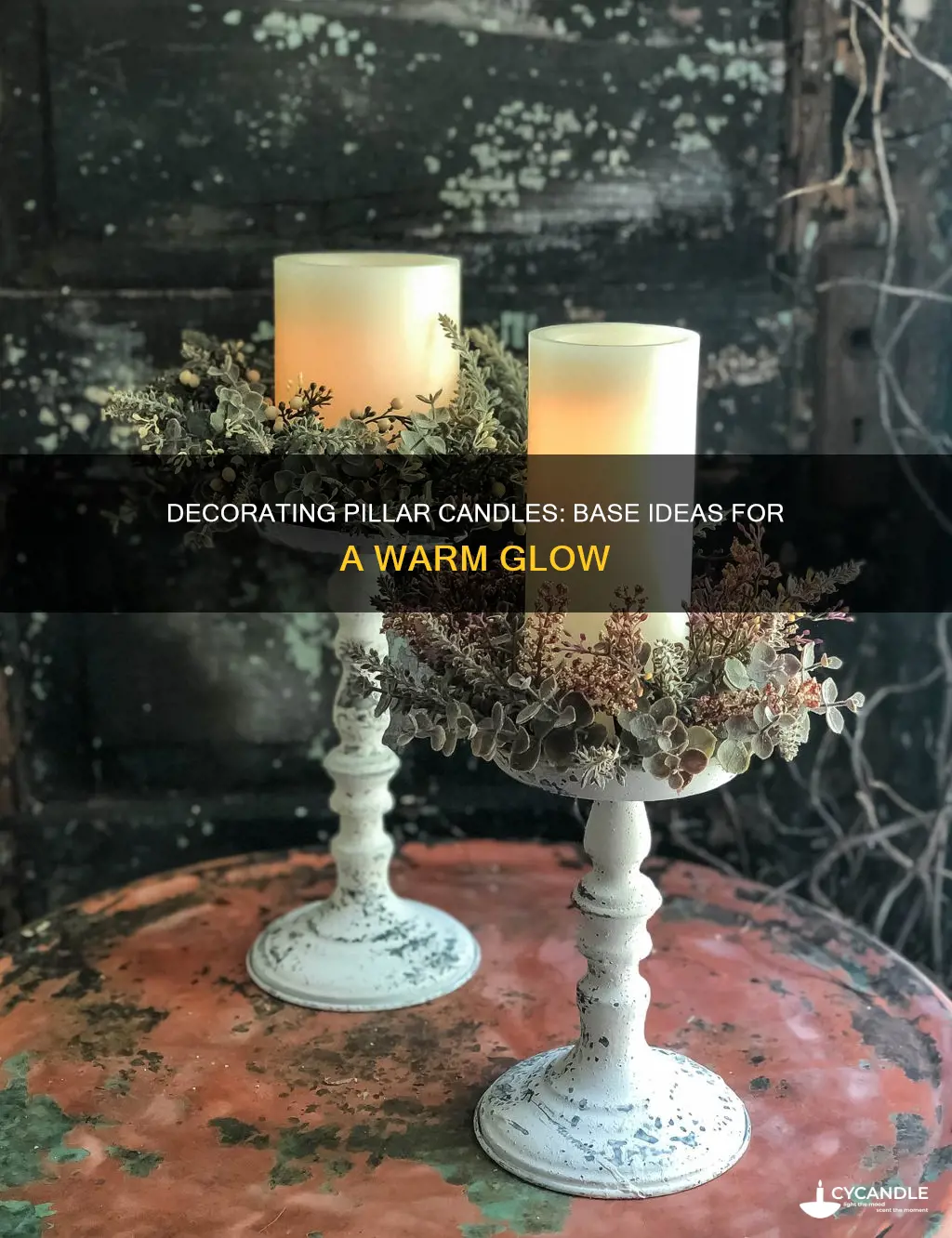 how to decorate at the base of pillar candles