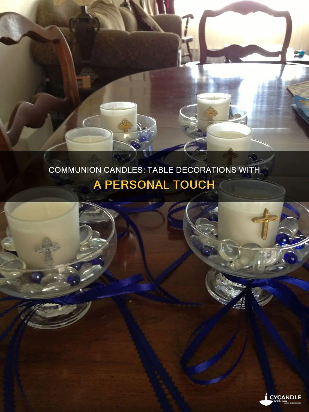how to decorate long first communion candles for table