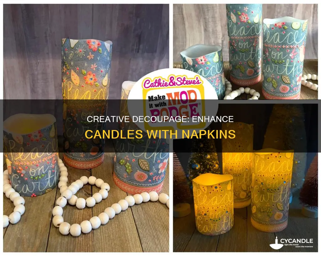 how to decoupage candles with napkins