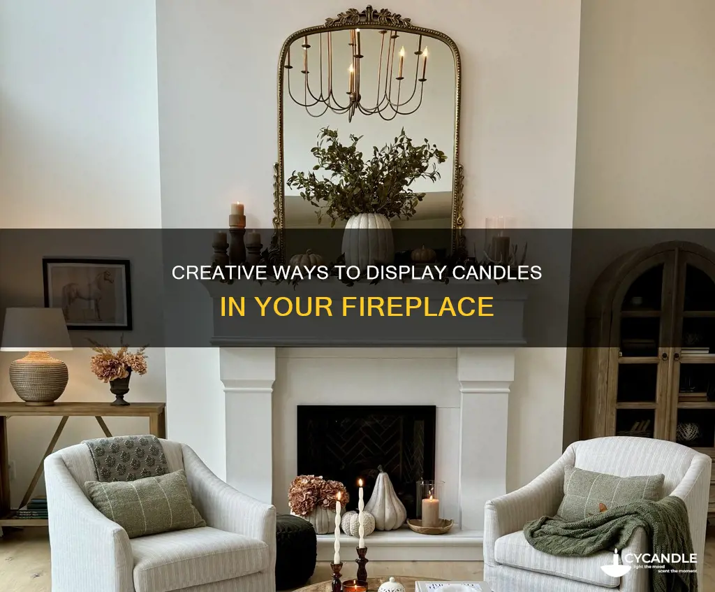 how to display candles in a fireplace
