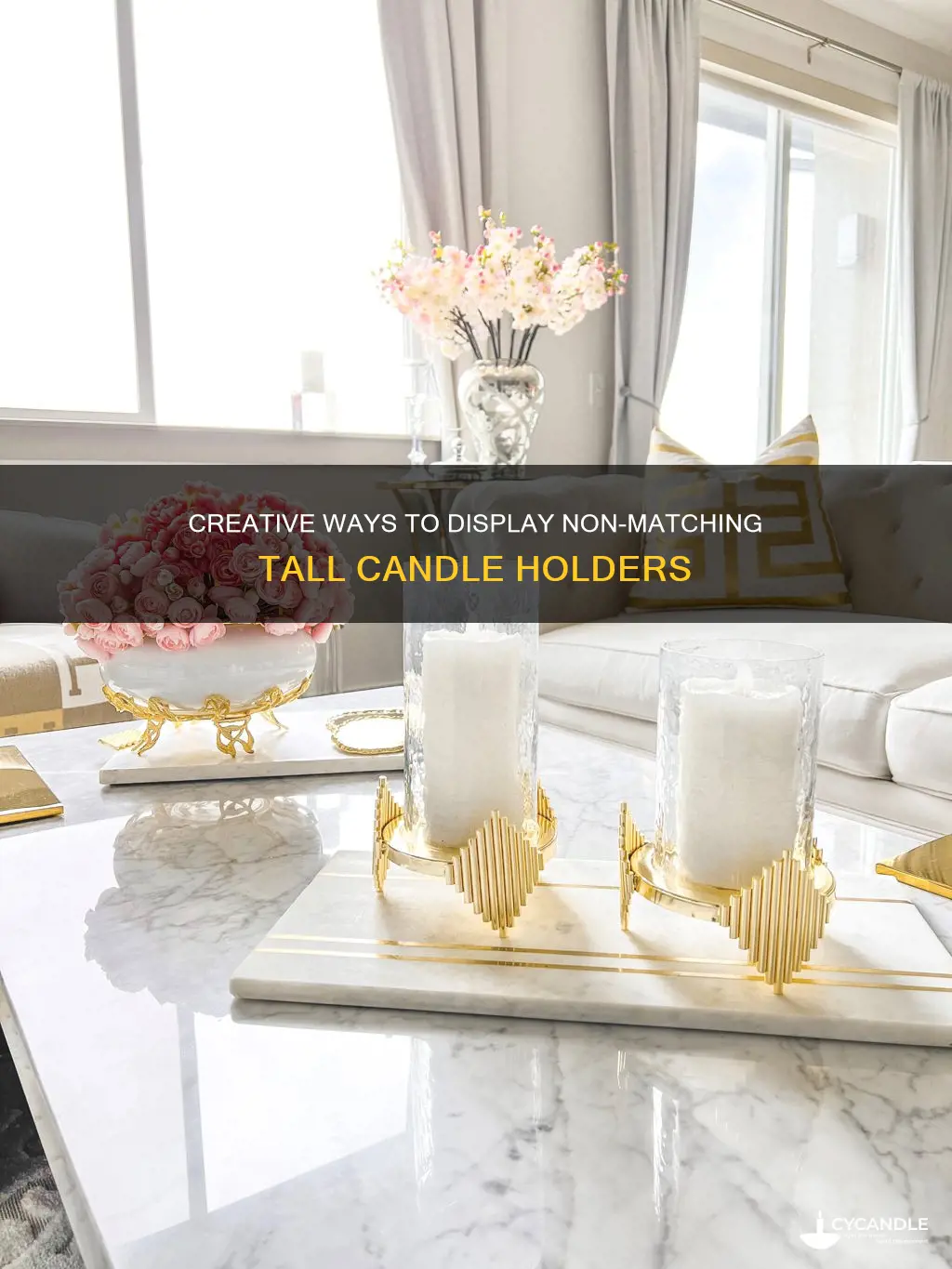 how to display non matching tall candle holders