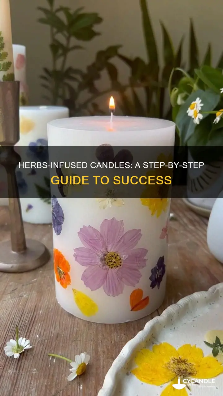 how to embed herbs into the sides of candles
